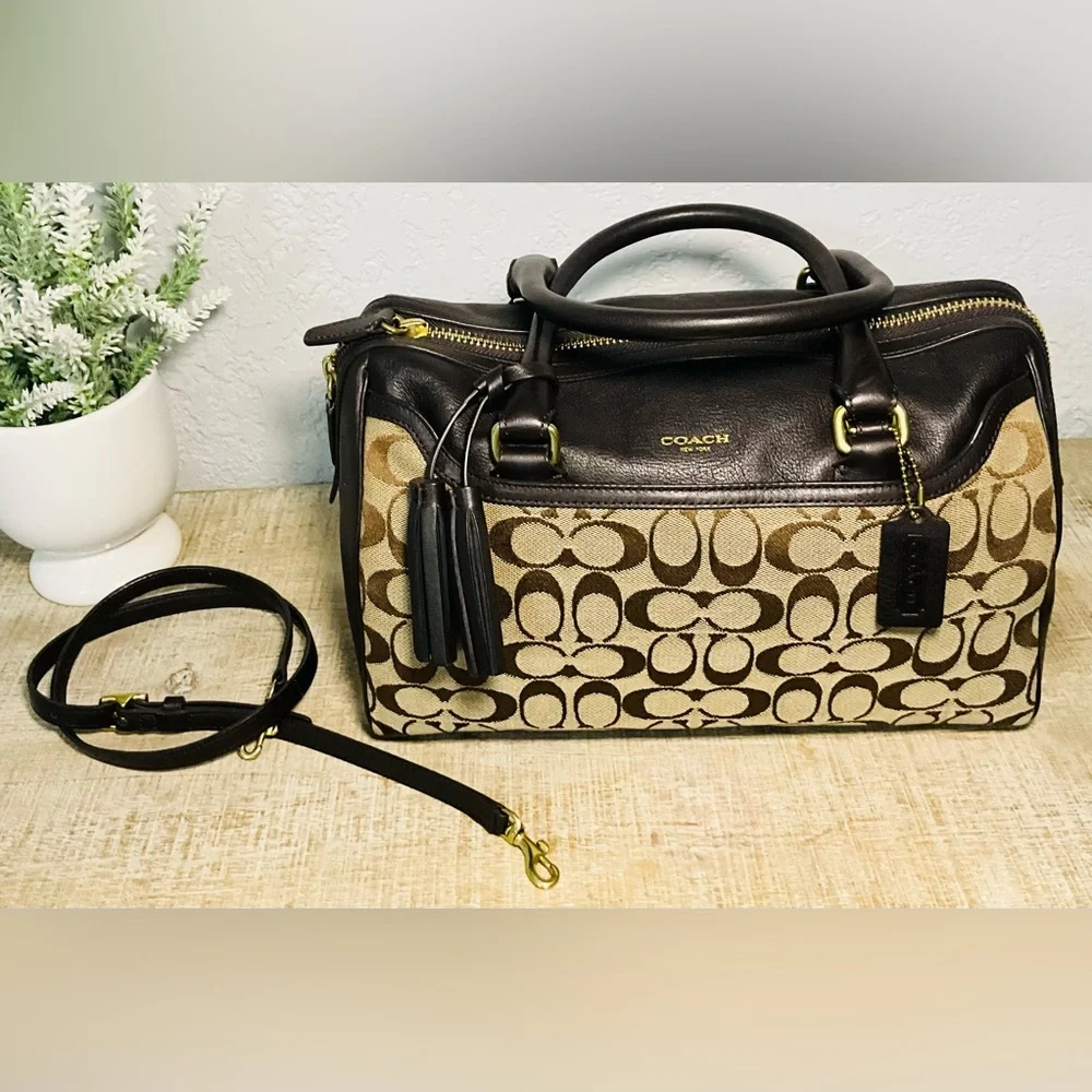Coach Canvas & Leather Shoulder Bag-(#0163)